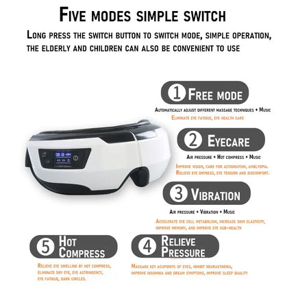Smart Portable Vibration Eye Massager Airbag Compress Eye Care Tool Bluetooth Music Eye Massage Eye Relax Fatigue Sleepping Mask